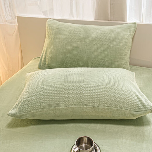 Jialiya juego de cama de cuatro piezas terciopelo de leche invierno terciopelo de doble cara más fundas de almohada gruesas de terciopelo, sábanas ajustables, fundas de edredón, juego de sábanas de cuatro piezas, patrón de pata de gallo-verde, juego de sábanas de cuatro piezas/funda de edredón 200*230
