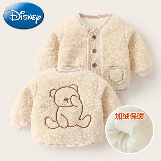 Disney Baby Fur Plush Jacket Новая зимняя одежда для мальчиков и девочек Осень и зимние утолщенные хлопчатобумажные куртки для хлопчатобумажных курток для детей теплые вершины Модный верблюдный свитер [Добавленный бархат] 73