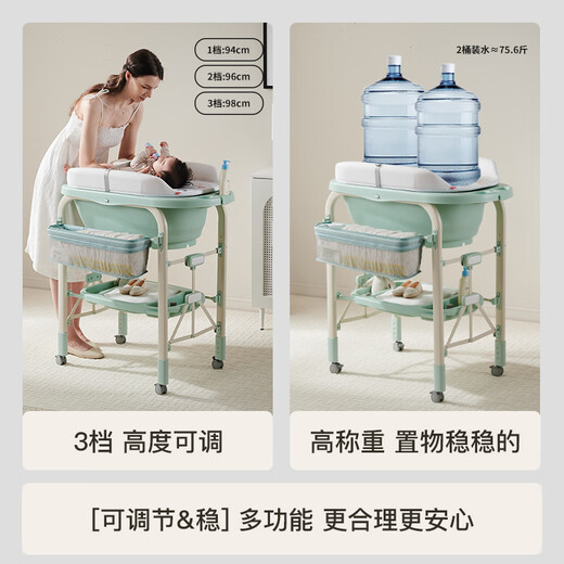 RESFOR尿布台婴儿护理台多功能操作台新生儿按摩抚触台宝宝洗澡换尿布台 云母白丨洗澡护理二合一