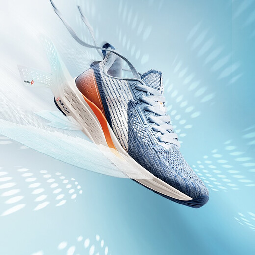361 degree sports shoes men's shoes flying fish summer mesh breathable contrast color gradient running shoes shock-cushioning wear-resistant body measurement shoes blue mist gray/fluorescent strong orange 43
