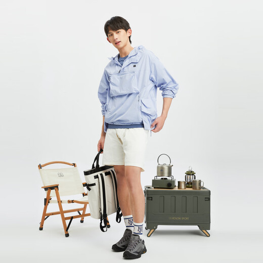 KOLON SPORT [Same Model in Celebrity] KOLON Outdoor Neutral Camping TRIWIND Windproof Sunscreen Jacket LUJK4MT722-LB Light Blue M