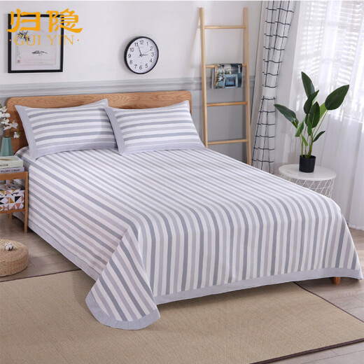 Cotton old coarse cloth mat sheets summer cotton mat air-conditioning mat thickened linen canvas sheets single mat No. 12 small gray grid 2.0X2.3 meters + a pair of pillowcases (recommended for 1.5 beds)