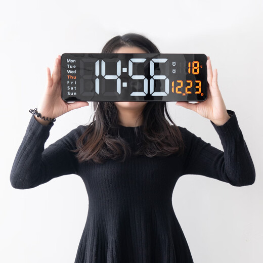 Love Makeup (Lioele) Love Makeup de 16 pulgadas Función de pantalla grande Pantalla Reloj Nordic Digital Reloj Compañería Simple Wall Clock LED Reloj Temperatura (13 pulgadas) 6629 Blue Light