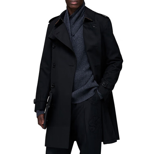 Burberry Kensington Serie Herren Black Pure Pure Cotton Mid Lenge Windbreaker Burw3894bckbr04800 50