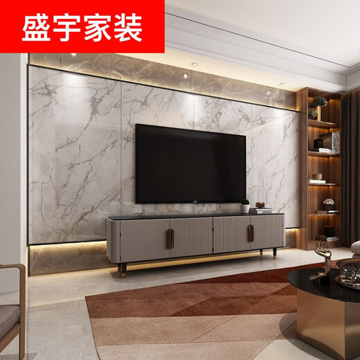 电视背景墙瓷砖北欧风格现代简约大理石地台岩板大板9001800定制 整套背景墙#XPo679 7-10