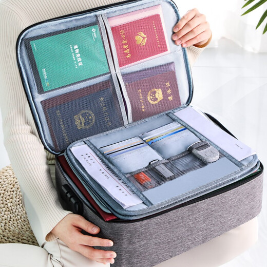 Jia helper document storage bag multi-functional large size home travel certificate document household register passport password bag welfare model [with lock] * pink
