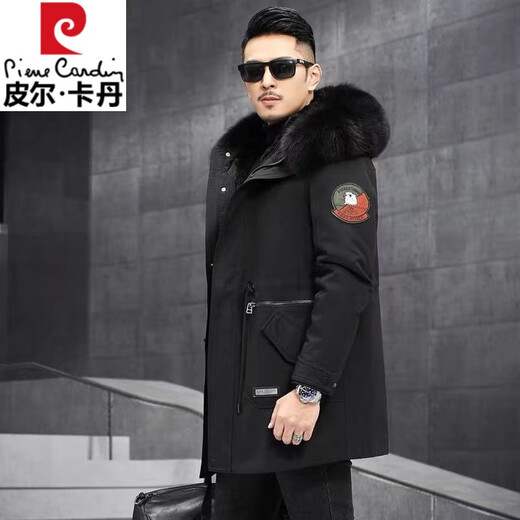 Pierre Cardin parka men's removable full mink lining fur one-piece coat mid-length off-size mink velvet fur coat winter military green newly upgraded special thick section M 100Jin Jin equal to less than 0.5 kg