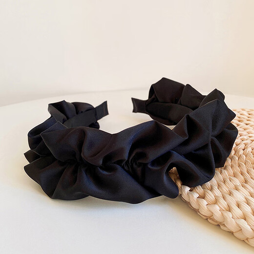 Chimera (CHIMERA) French retro pressed hair hoop high cranium pleated satin face small headband outer hair accessories girl birthday gift