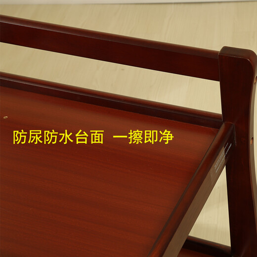 Tianjiao Beibei Europäische Holzbabywindel Tisch Multifunktionales kleines Bett BB Bade- und Schminktisch Baby Berührender Tisch weiße dunkle Farbe Klassische dunkle Mahagoni-Trennwand Nicht-Solid-Holz + Baumwollpolster