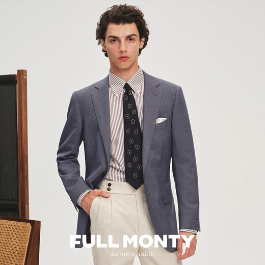 Full Monty Spring und Herbst Herren Blazer Pure Wool Casual High-End Single West Top Bräutigam Hochzeitsanzug (doppelt) hellblau 1268 52