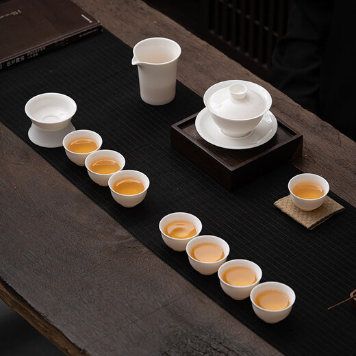 SUSHI CERAMICS Mutton Fat Jade Porcelain Rich Three Talents Covered Bowl Gift Box Set 200ML