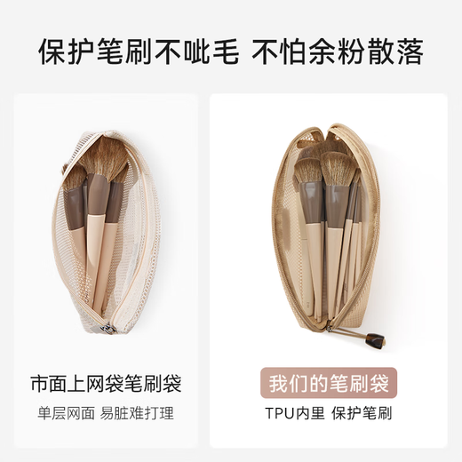 EACHY Makeup Brush Storage Bag New Portable Cosmetic Bag Small Brush Bag Lipstick Brush Sundries Washing Bag-Mu Peach Powder S