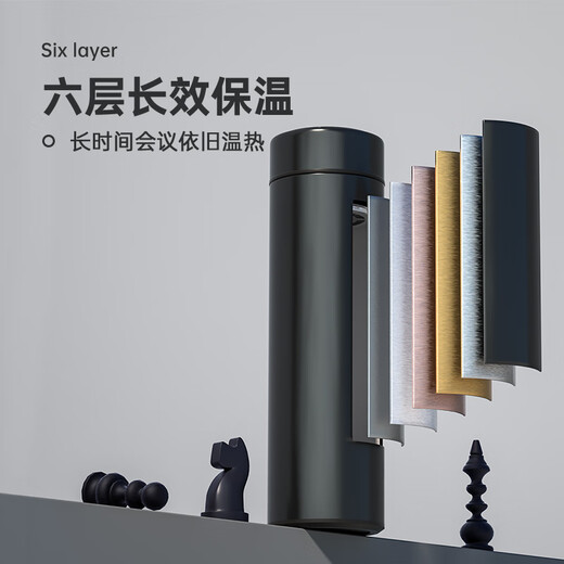 Chuidahuang Thermos Cup 316L Medical Grade Stainless Steel Tea Water Separation Business Portable Thermos Cup Black 490ml