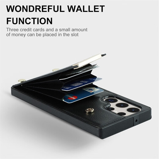 Jinhao is suitable for Samsung s25ultra mobile phone case back card s24/23/22+ wallet button card bag s21FE wallet single bottom note20 protective case full cover organ card black Samsung s23ultra