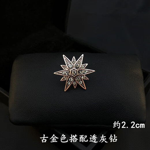 Timo collar pin anti-exposure buckle full of diamond six-pointed star men's brooch shirt collar pin personalized suit badge simple corsage ancient silver B00-204