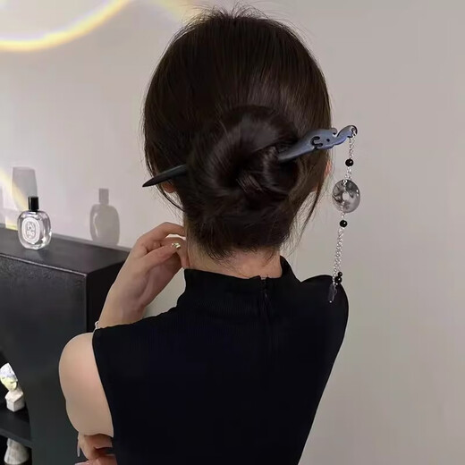 Two generations of happy horse-faced skirts, hairpins, women's ancient style tassels, modern cheongsam, wooden hairpins, hairpins, Hanfu plate hair accessories, gift, green