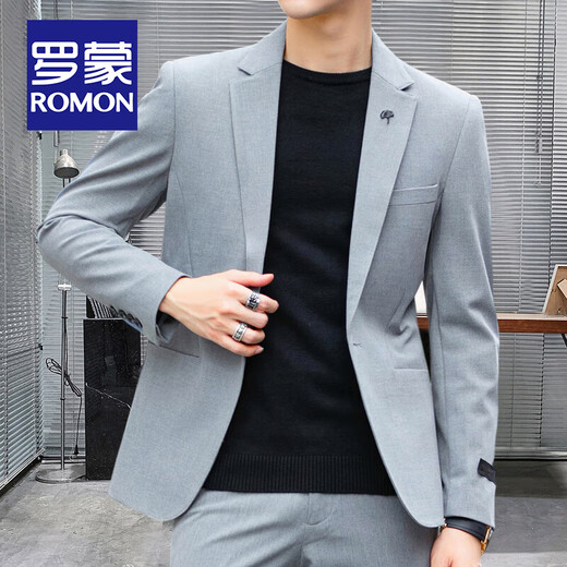 Luo Meng flagship store high-end customized casual suit men's formal spring and autumn business small suit wedding dress jacket black suit + trousers XL size (recommended 121-140Jin Jin equals 0.5 kg)