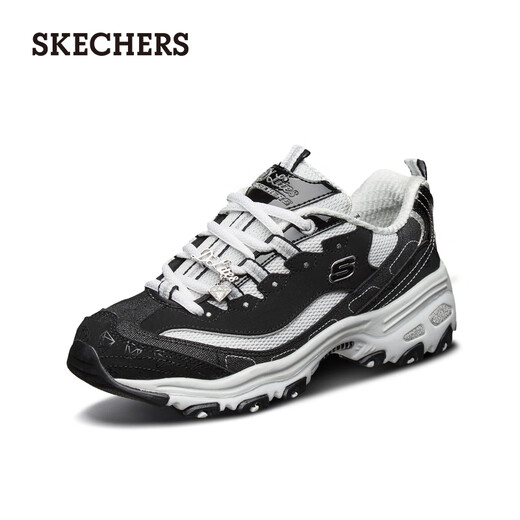 SKECHERS CLASSIC RETRO Diamond Panda Schuhe Freizeitschuhe Frauen dicker Sohle erhöhte weiße Schuhe 12241 Schwarz/Weiß/Bkw 39