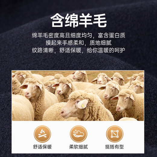 七匹狼羊毛呢外套男士冬季翻领商务休闲夹克中青年百搭保暖上衣服饰男装