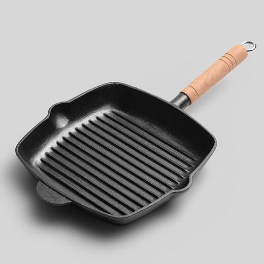 POIUY steak household pot cast iron frying pan special coating plate barbecue non-stick steak pot non-stripe pan induction cooker 24cm steak pot + steak hammer + meat pressure plate