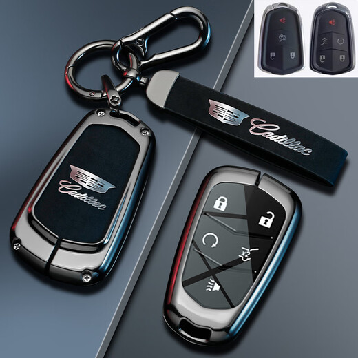 FHAO2023 Cadillac CT5 funda para llave xt5 xt4 atsl xt6 ct6 xts hebilla de carcasa de coche bolso para hombres y mujeres pistola de hoja estilo C cuero negro + hebilla de cuerda de mano con logotipo de coche