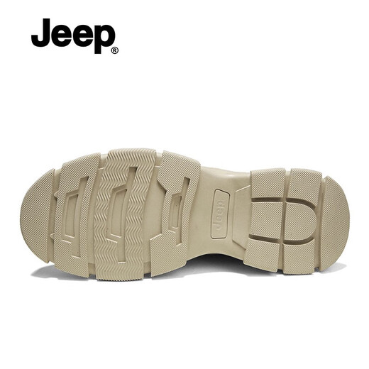 Jeep吉普马丁靴男秋冬新款透气高帮工装靴子男潮流户外休闲沙漠作战靴 深卡其【标准皮鞋码】 40