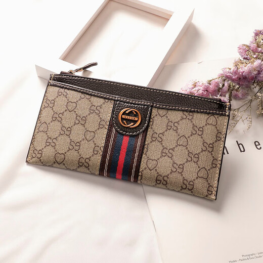 CALCULAT&KEENCK手拿包女2025新款时尚薄钱包女长款拉链钱夹真皮多卡位皮夹 SE杏色