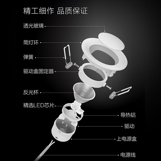 Philips LED spotlights home ceiling lights corridor aisle opening bull's eye hole lamp living room ceiling gold silver white Haoyi spotlight opening 7 cm spotlight 4000K warm white light/2.7W high light white opening 70mm