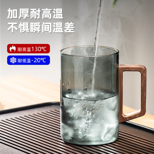 Tianxi (TIANXI) Guanshan Tea Water Separation Cup Glass High-Looking Office Tea Cup High Temperature Resistant Filtration Drinking Water Tea Ceremony Cup Guanshan Tea Cup Green Gray Wooden Handle-500ml