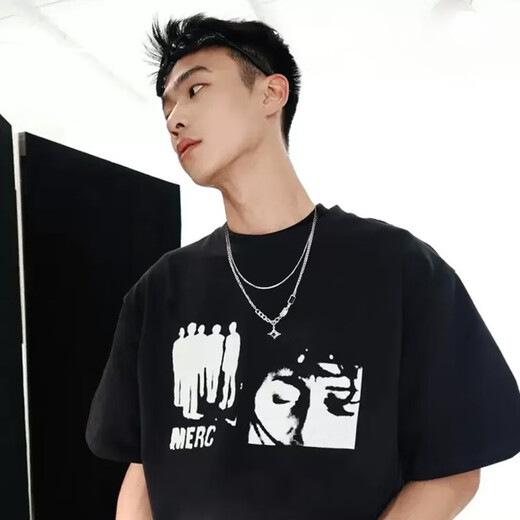 Jingji Star Double Layer Necklace Men's Trendy Clavicle Chain Hip Hop Style Advanced Pendant Fashion Jewelry Ins Light Luxury Style Star Double Layer Necklace 44+8cm