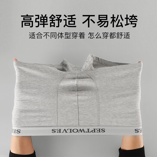 Sept sous-vêtements de loup sous-vêtements pour hommes purs pantalon antibactérien pur 7a Pantalon antibactérien confortable et respirant mi-jumeau anti-curl High-Elastic Men's Boxer Pantal