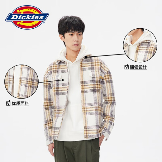 Dickiesdickies Langarmes Hemd Casual Style Dicke gegnerische Langarm-Hemd Lose Top 10971 Cream Checked S