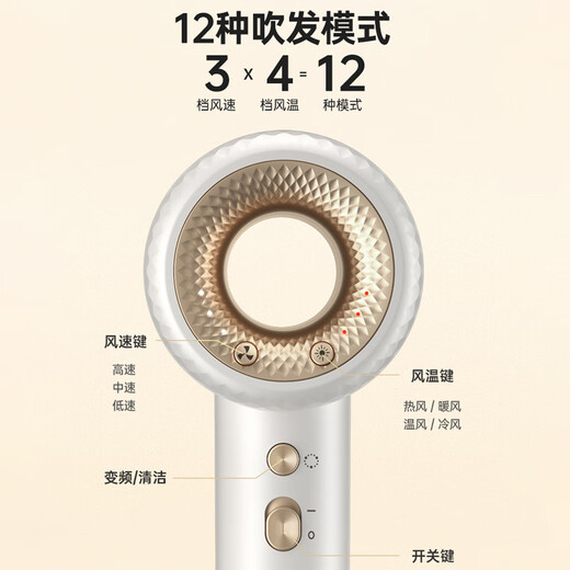 CONFU High Speed Hair Dryer Hollow Leafless Birthday New Year 520 Chinese Valentine's Day Gift for Girlfriend High Power High Wind Plasma Hair Care Hair Dryer KF-F9 110,000 RPM Plasma + Hollow White