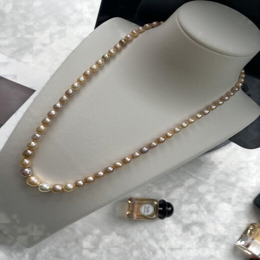 Jingpanying Pearl Necklace Colorful Round Natural Freshwater 9-10mm Necklace for Women