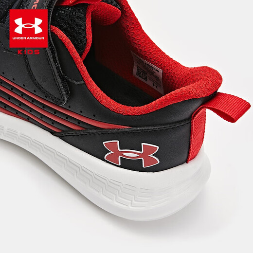 安德玛（Under Armour）【实付满699赠跑鞋】儿童运动鞋舒适百搭魔术贴撞色男女童休闲鞋 黑/红 39