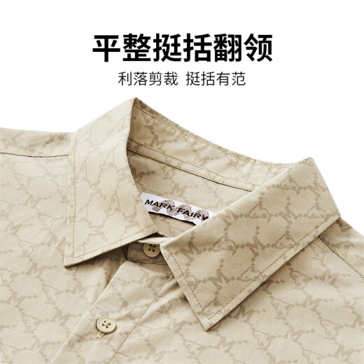 Mark Huafei [Cotton Pure Old Flower Flow Flow] Camisa de manga corta 25 Summer suelto de verano Desdecible Camiseta informal de manga corta de manga corta 701 caqui XL