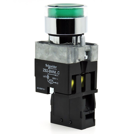 Original Schneider XB2BW illuminated button self-reset start stop switch color red yellow blue green white contact ZB2BE101 normally open 102 normally closed XB2-BW33M1C green 1 normally open 220VAC