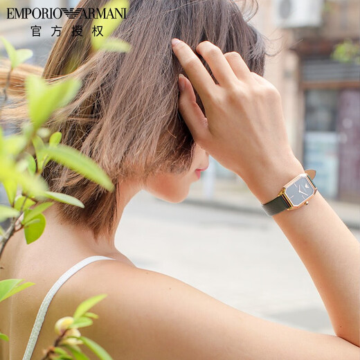 EMPORIO ARMANI阿玛尼手表女方盘皮带石英女士手表七夕情人节生日礼物送女友老婆 网红小绿表AR11149-咨询立减