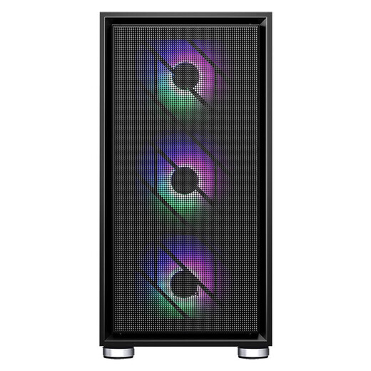 SAMA Suzaku desktop computer main case front panel iron mesh/double-sided cooling holes/wide body hardware/support ATX Suzaku air black chassis + 4 prism 4PRO temperature-controlled ARGB fans