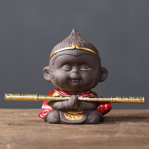 Yuxuan Purple Clay Tea Pet Handmade Monkey King Monkey King Personalized Creativity Can Raise Tea Art Tea Play Car Ornament Monkey King Youran--With Golden Hoop