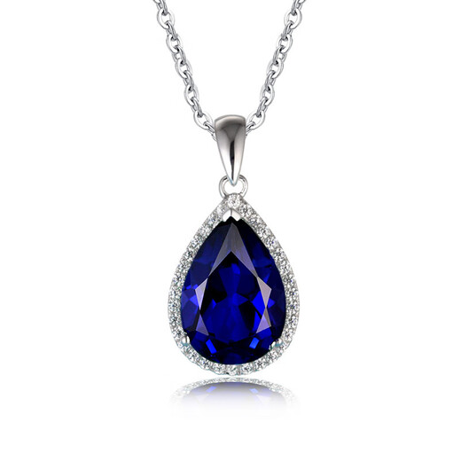 Flying Goose Sapphire Pendant 925 Silver Plated 18K Gold Tanzanite Color Gem Drop Shape Color Gemstone Necklace for Women Picture Color Pendant with 45cm Silver Chain