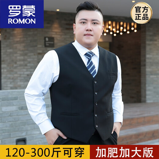 ROMON plus size men's vest fat man plus size professional suit vest fat man casual business wedding vest suit navy blue vest 190/3XL 180-195Jin Jin is equal to 0.5 kg