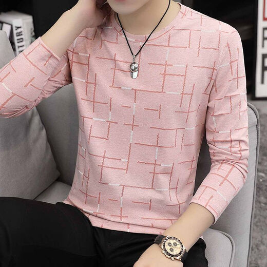 
Taranto base shirt for men's autumn and winter inner wear fashionable 2023 new Chinese style long-sleeved T-shirt for men's spring and autumn ice silk cotton round neck trendy white horizontal lines round neck long sleeves 1518 M 80-Jin [Jin equals 0.5 kg] wear