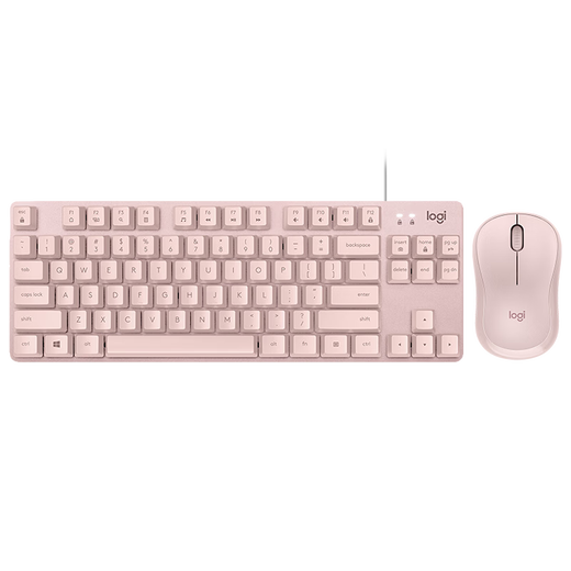 罗技（Logitech） K835有线键盘 机械轴体紧凑设计 游戏办公打字便携键盘 个性朋克键帽 84键 生日节日礼物 K835+M240粉色