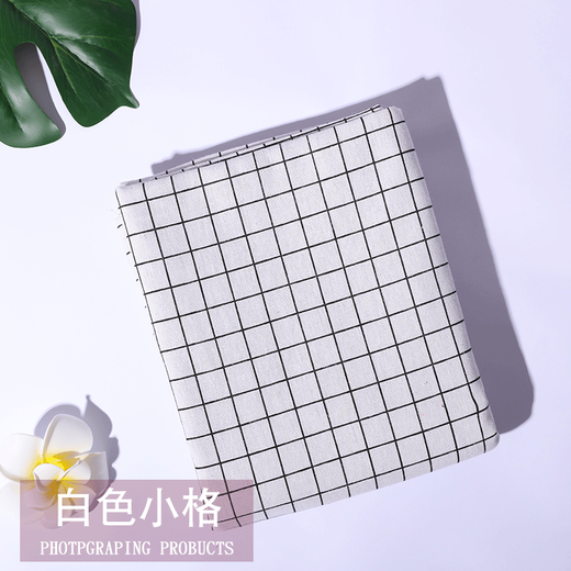 Jiazhilu tablecloth cotton and linen small fresh rectangular tablecloth tea table cloth ins style desk cloth student dormitory white small grid 100*150cm