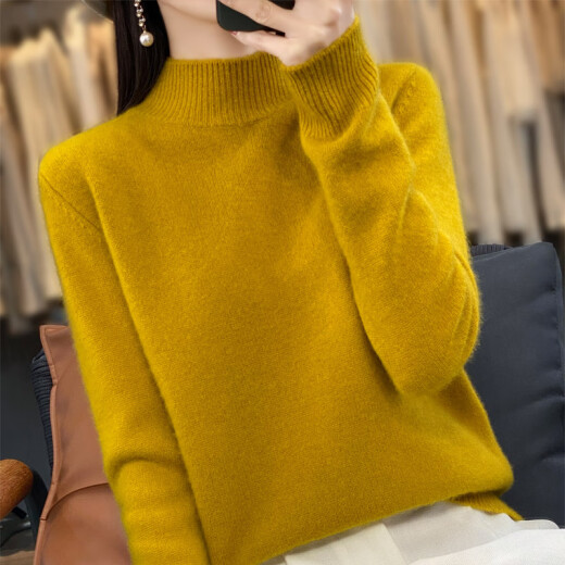 Ordos Cashmere Sweater Women's Cashmere Sweater Self-operated Official Flagship Store Half Turtleneck Sweater Women's Loose Popular Large Raw Velvet Mi S