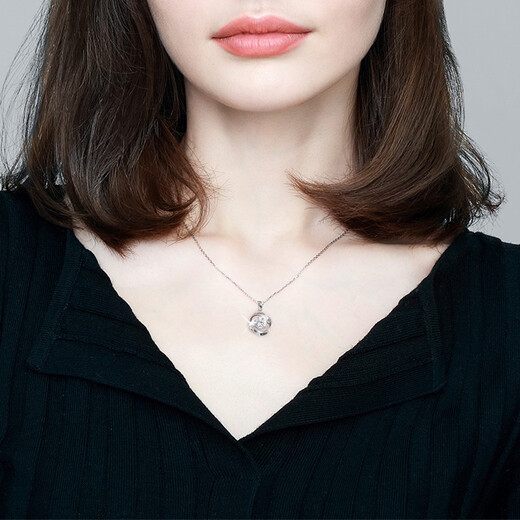 LAOLATU 999 platinum necklace for women PT950 platinum rose pendant light luxury Chinese Valentine's Day gift for girlfriend and wife 999 platinum necklace + pt950 moissanite pendant