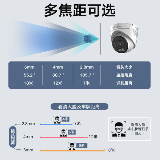 
HIKVISION surveillance camera outdoor intelligent warning vehicle classification 4 million high-definition sound pickup full color night vision POE network cable power supply 3346WDA4-L 2.8MM