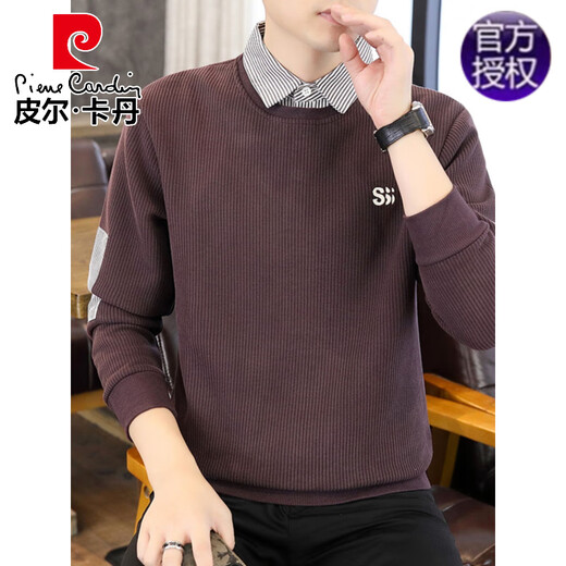 Pier Cardin Herbst und Winter Neues gefälschtes zweiteiliges Sweatshirt für Männer koreanischer Stil Slim Fit plus samt verdickte warme Hemdkragen Basis-Hemd-Unterwäsche 1391 Meter Weiß [Modell] plus Samt M 90-110jin [Jin gleich 0,5 kg]