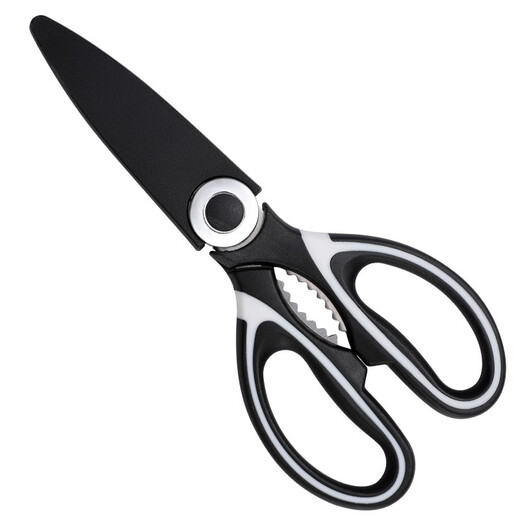 拜格 黑白熊猫系列 厨房剪刀鸡骨杀鱼剪骨食品剪刀家用带剪刀套 黑白厨用剪